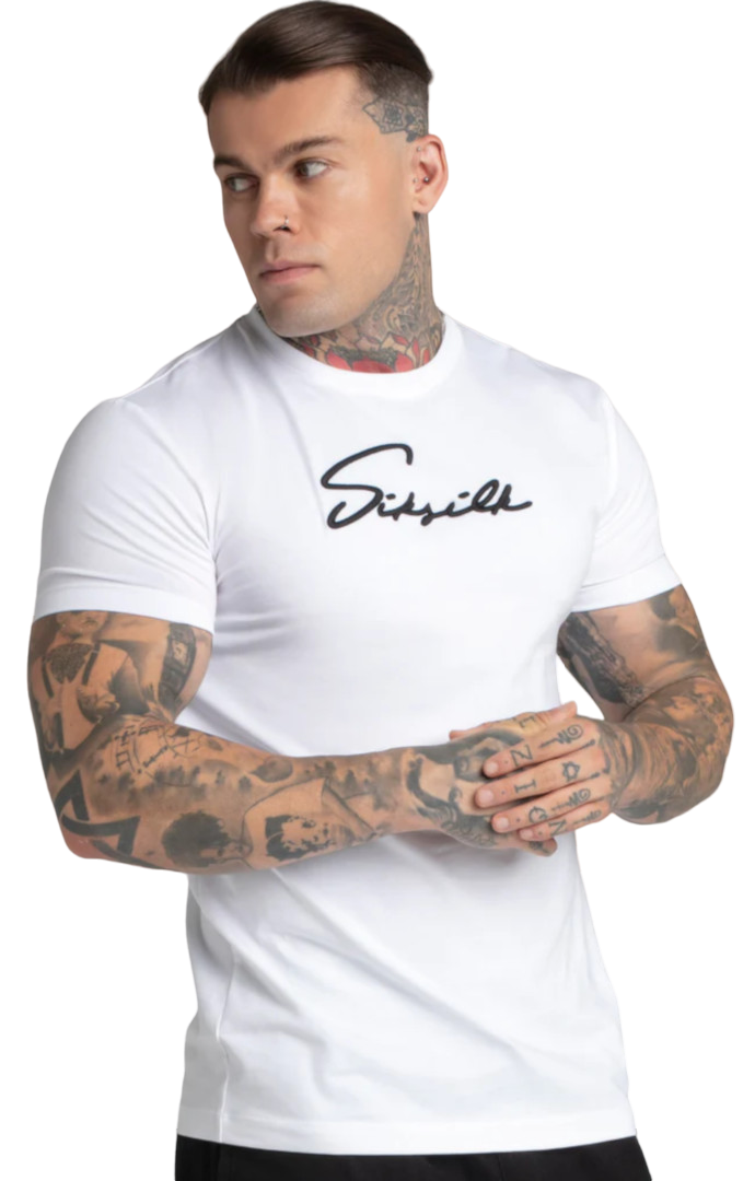 Sik Silk White Script Muscle Fit T-shirt – Slick Store